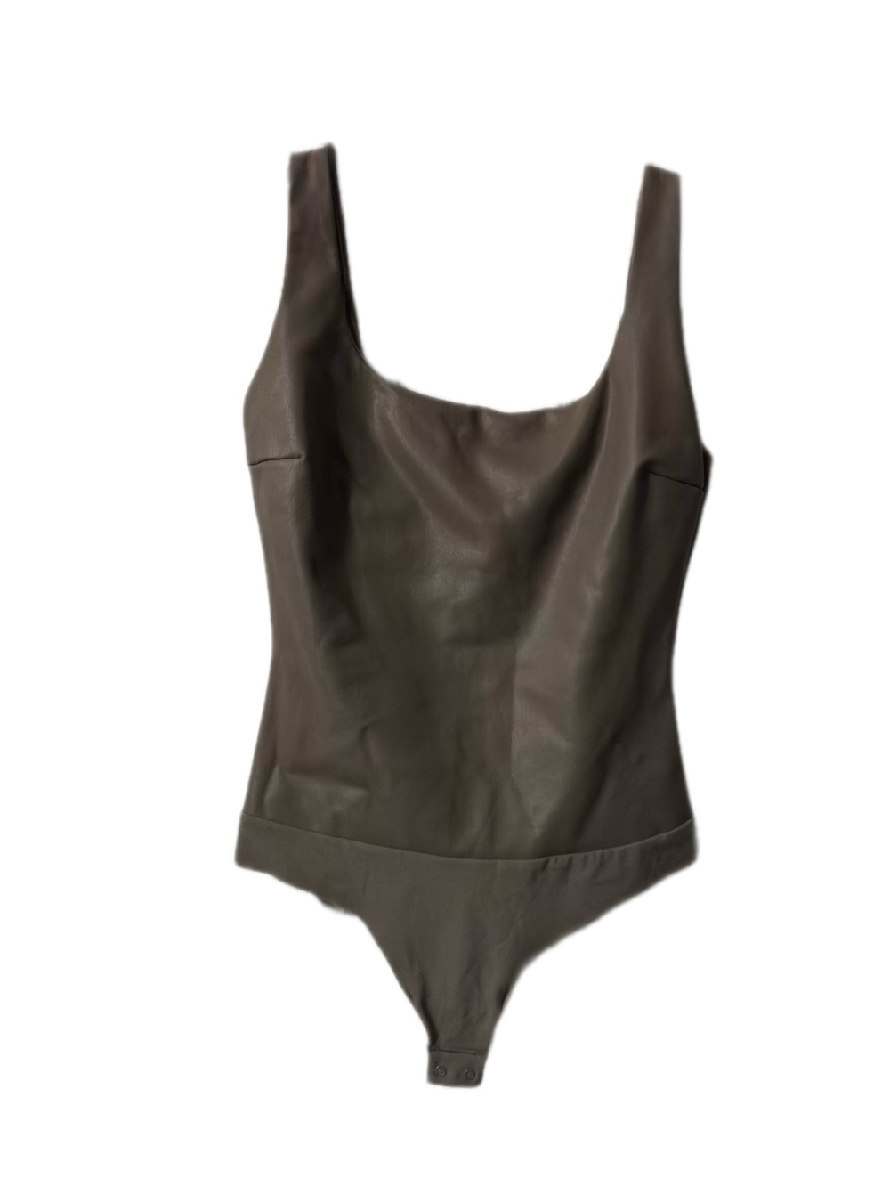 SKIMS Taupe Faux Leather Scoop Neck Bodysuit Medium